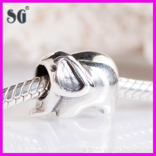 Handmake Supply Sterling Silver Bead Elephant European Charm Bracelet Necklace